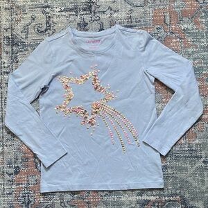 Crewcuts Light Blue Starburst Long Sleeve Tee (size M [8/9])